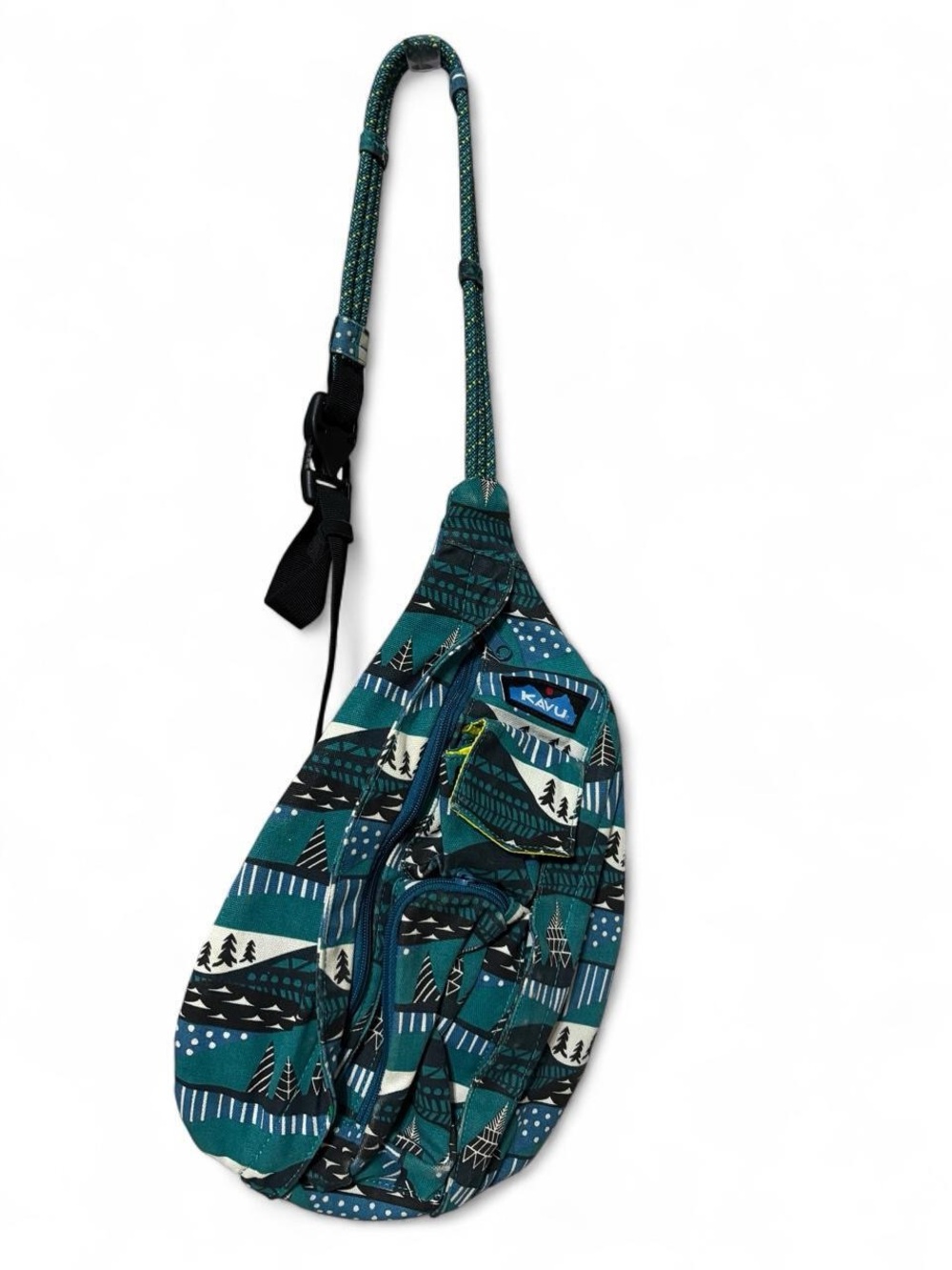 Kavu Teal Patterned Sling Crossbody Bag